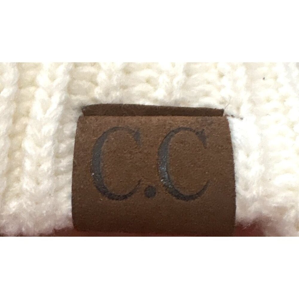 C.C Womens Ribbed‎ Knit Beanie Hat With Faux Fur Pom Ivory One Size - Picture 6 of 7